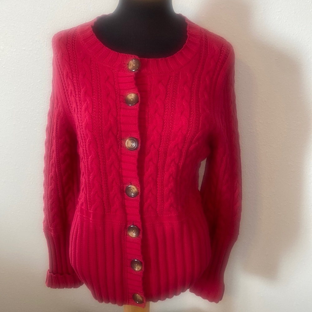 Splendor Cable Knit Button Down Cardigan size Medium